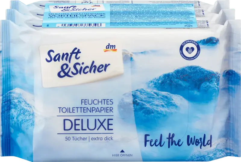 Sanft&Sicher Feuchtes Toilettenpapier Feel the World (3x50 St)