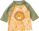 dm-drogerie markt PUSBLU UV Shirt mit Blätter-Muster & Löwen-Applikation, grün & orange, Gr. 110/116 - bis 15.08.2025