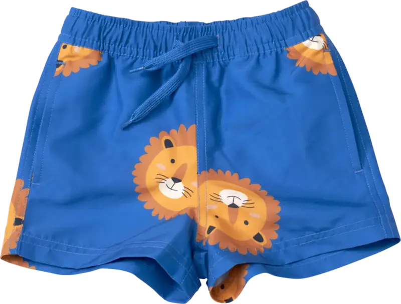 PUSBLU Badehose mit Löwen-Muster, blau, Gr. 122/128
