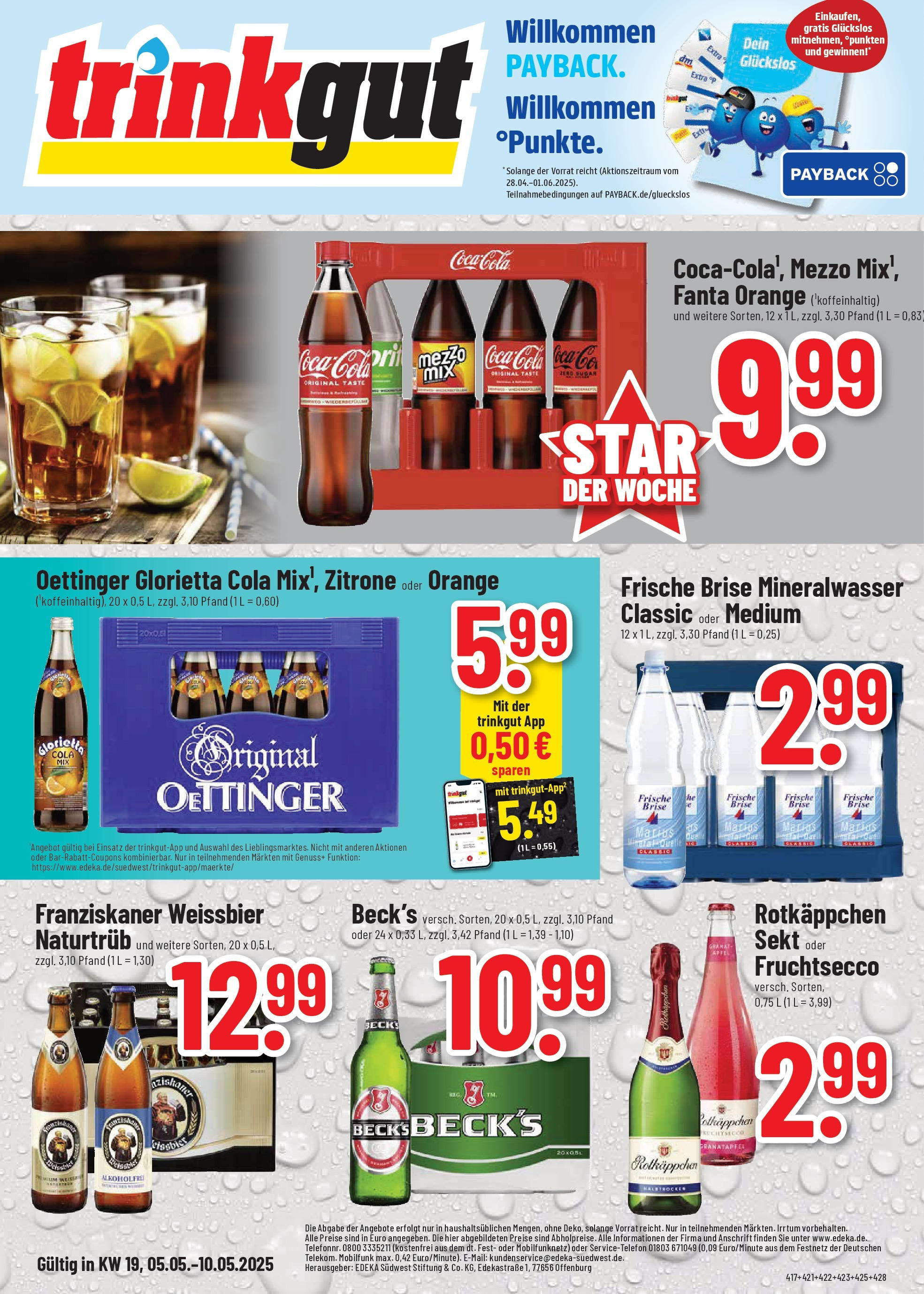Trinkgut - trinkgut: Wochenangebote (ab 04.05.2025) » Angebote online | Seite: 1 | Produkte: Franziskaner, Fanta, Cola, Sekt