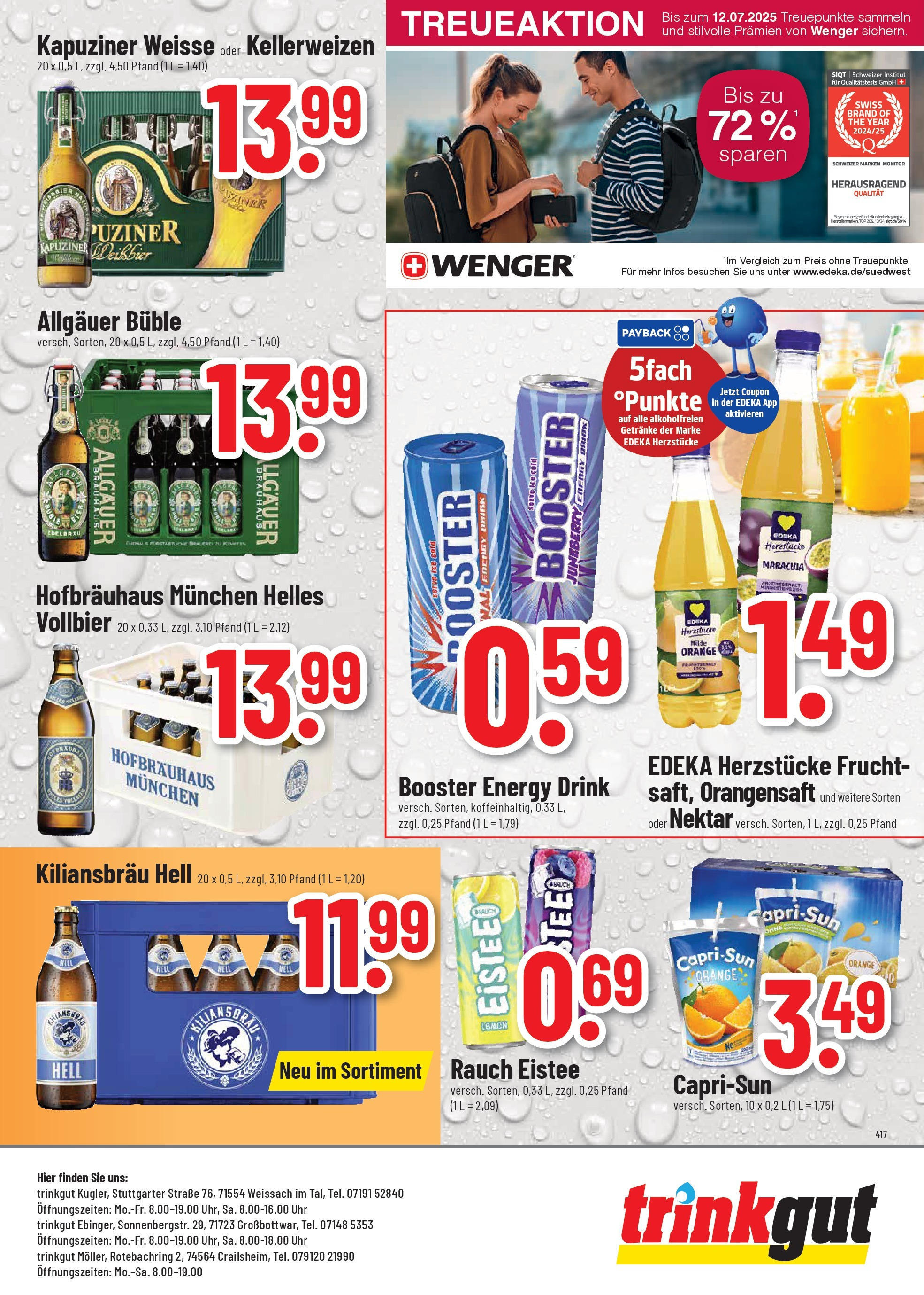 Trinkgut - trinkgut: Wochenangebote (ab 04.05.2025) » Angebote online | Seite: 8 | Produkte: Energy, Weißbier, Orangensaft, Uhr