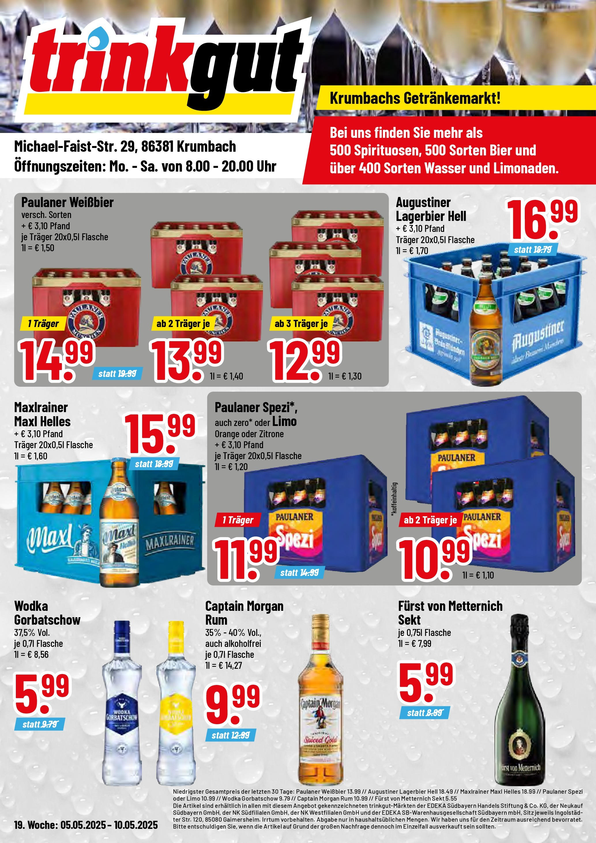 Trinkgut - trinkgut: Wochenangebote (ab 04.05.2025) » Angebote online | Seite: 1 | Produkte: Furst von metternich, Wasser, Wodka gorbatschow, Wodka