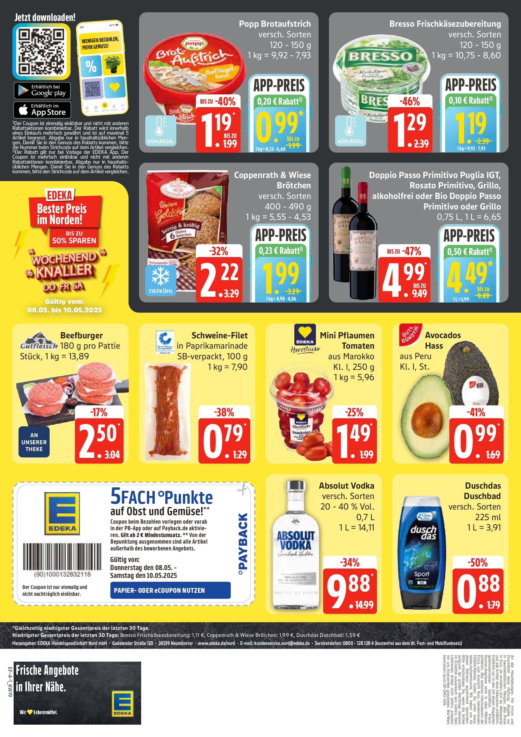 Edeka - EDEKA: Wochenangebote (ab 04.05.2025) » Angebote Online | Seite: 4 | Produkte: Theke, Burger, Tomaten, Doppio Passo