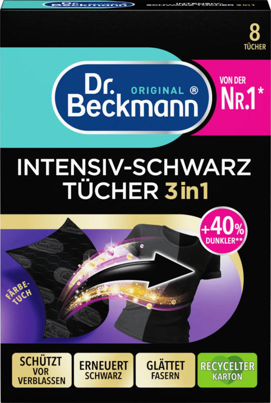Dr. Beckmann Farbtücher Intensiv-Schwarz 3in1