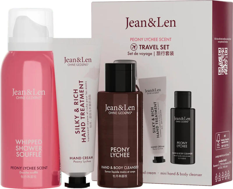 Jean&Len Geschenkset Travel Set Peony Lychee 3tlg