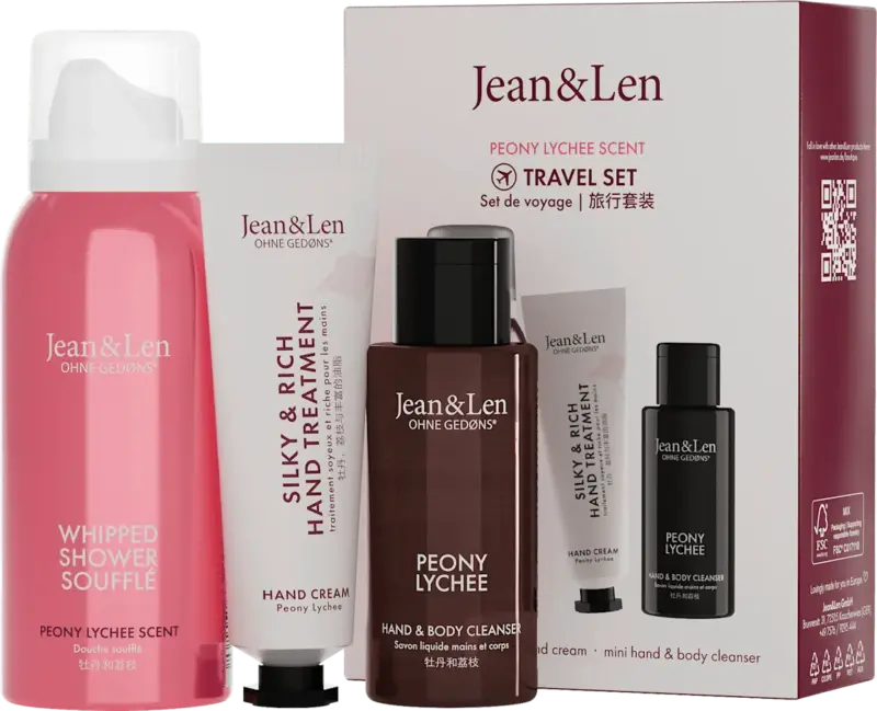 Jean&Len Geschenkset Travel Set Peony Lychee, Reisegr&ouml;&szlig;e 3tlg