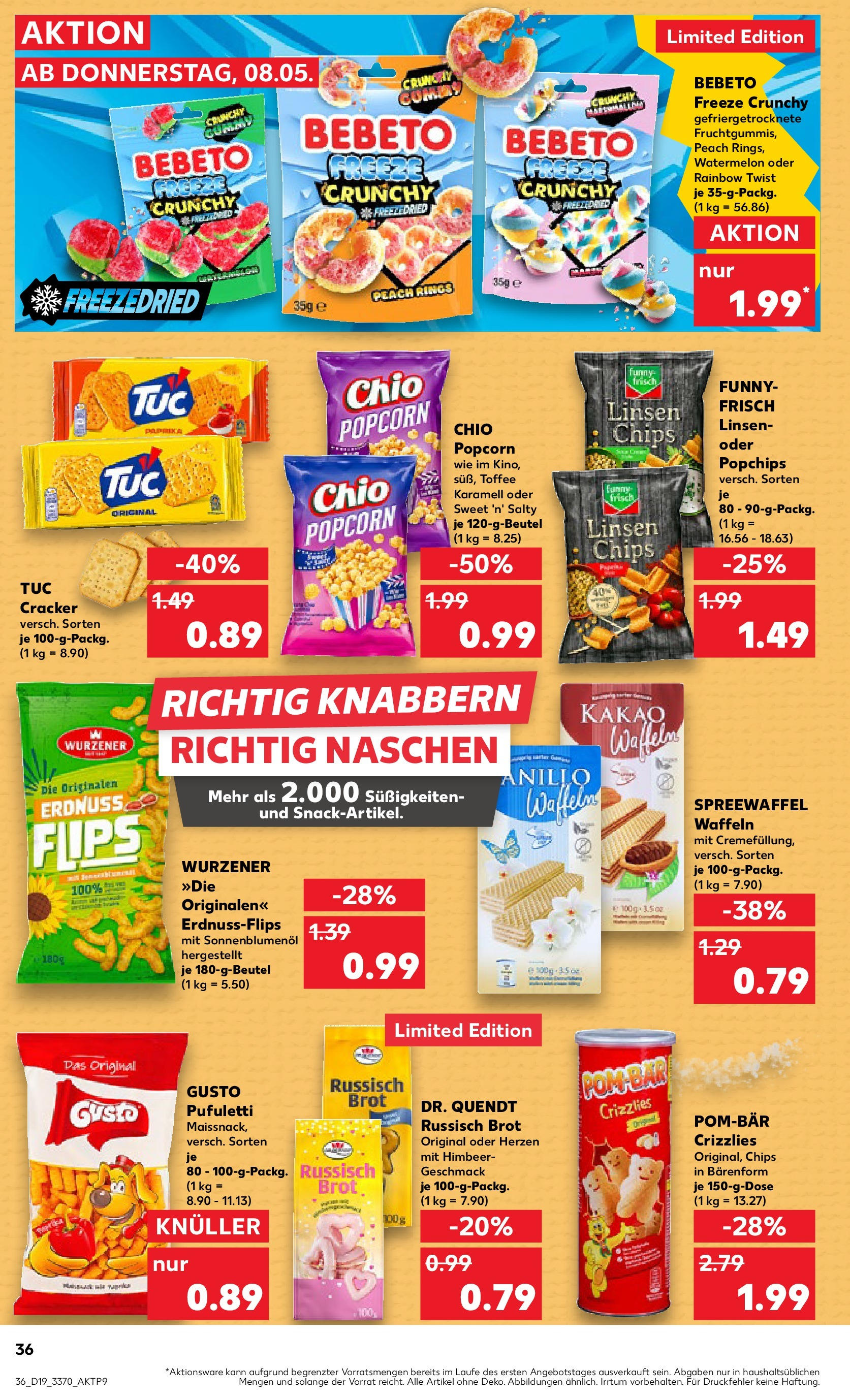 Kaufland - Kaufland: Wochenangebote (ab 07.05.2025) » Angebote Online | Seite: 36 | Produkte: Waffeln, Brot, Süßigkeiten, Chips Kaufland - Kaufland: Wochenangebote (ab 07.05.2025) » Angebote Online zum Blättern | Seite: 36 | Produkte: Waffeln, Brot, Süßigkeiten, Chips
