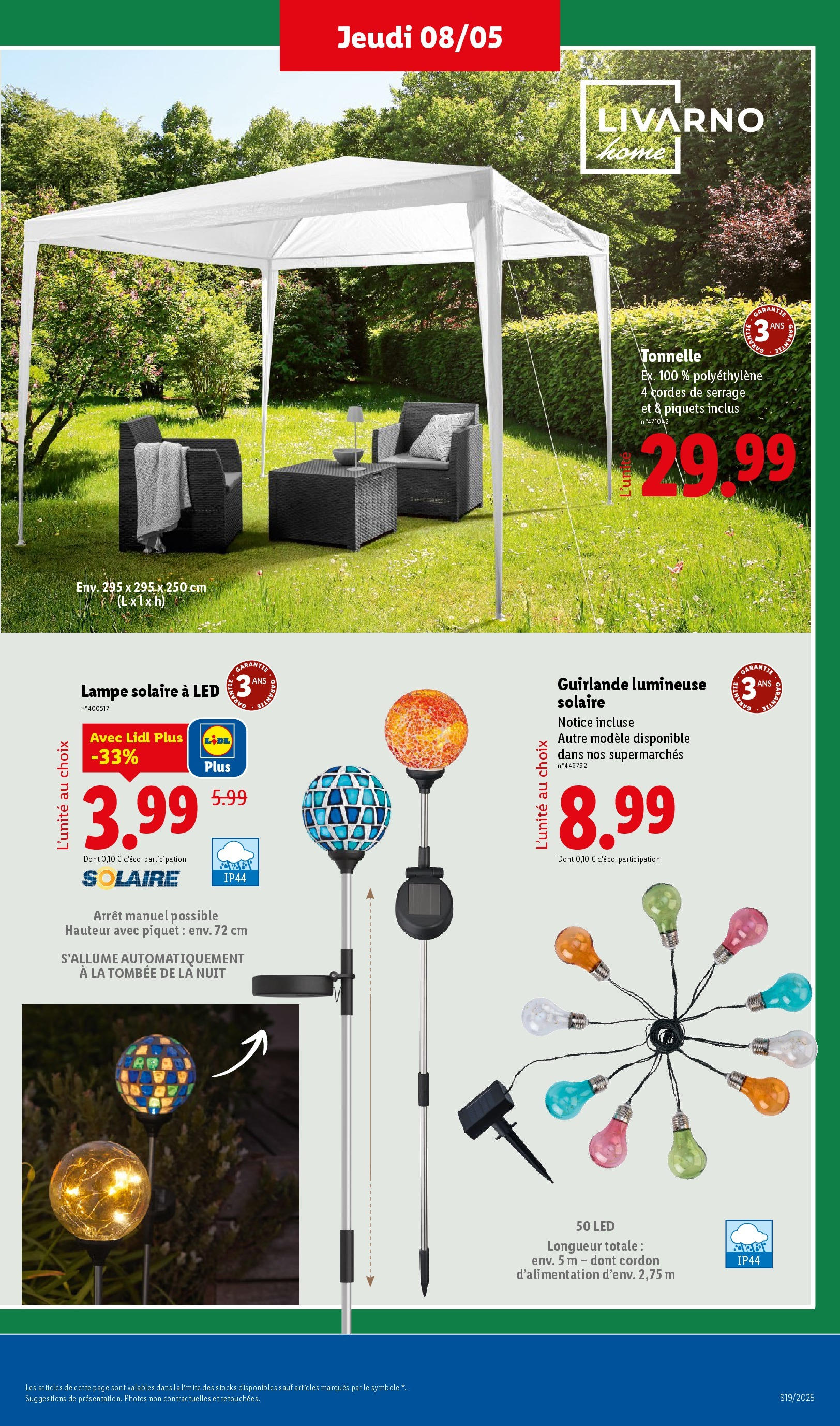 Catalogue LIDL du 07/05/2025 | Promo prospectus en ligne | Page: 39 | Produits: Guirlande lumineuse, Tonnelle, Lampe, Lampe solaire Catalogue LIDL du 07/05/2025 | Promo prospectus en ligne | Page: 39 | Produits: Guirlande lumineuse, Tonnelle, Lampe, Lampe solaire