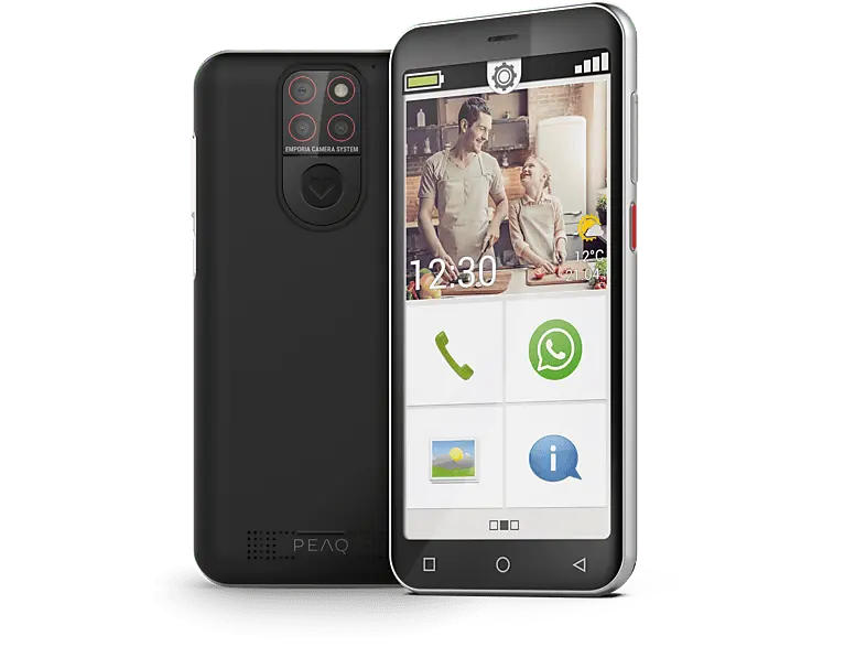 Peaq PSP 500 Smartphone mit Seniorenfunktion, 64 GB, Schwarz; Senioren Smartphone