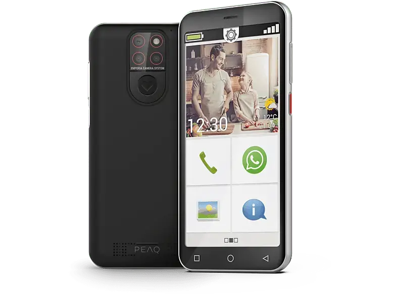 Peaq PSP 500 Smartphone mit Seniorenfunktion, 64 GB, Schwarz; Senioren Smartphone