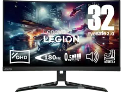 LENOVO Legion R32qc-30 31,5 Zoll Gaming Monitor, QHD, 0,5 ms Reaktionszeit, 350 cd/m², 180 Hz, Raven Black