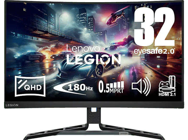 LENOVO Legion R32qc-30 31,5 Zoll Gaming Monitor, QHD, 0,5 ms Reaktionszeit, 350 cd/m², 180 Hz, Raven Black