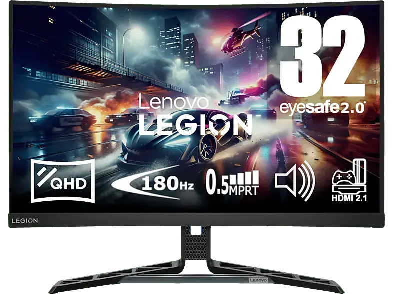 LENOVO Legion R32qc-30 31,5 Zoll Gaming Monitor, QHD, 0,5 ms Reaktionszeit, 350 cd/m², 180 Hz, Raven Black