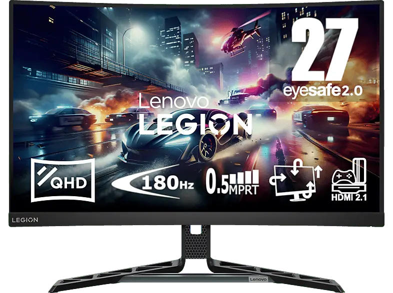LENOVO Legion R27qc-30 27 Zoll Gaming Monitor, QHD, 0,5 ms Reaktionszeit, 350 cd/m², 180 Hz, Raven Black