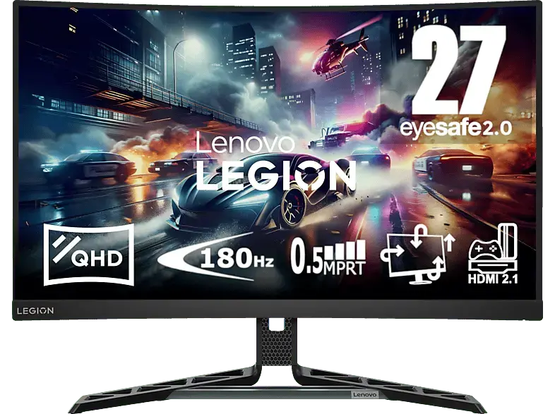 LENOVO Legion R27qc-30 27 Zoll Gaming Monitor, QHD, 0,5 ms Reaktionszeit, 350 cd/m², 180 Hz, Raven Black