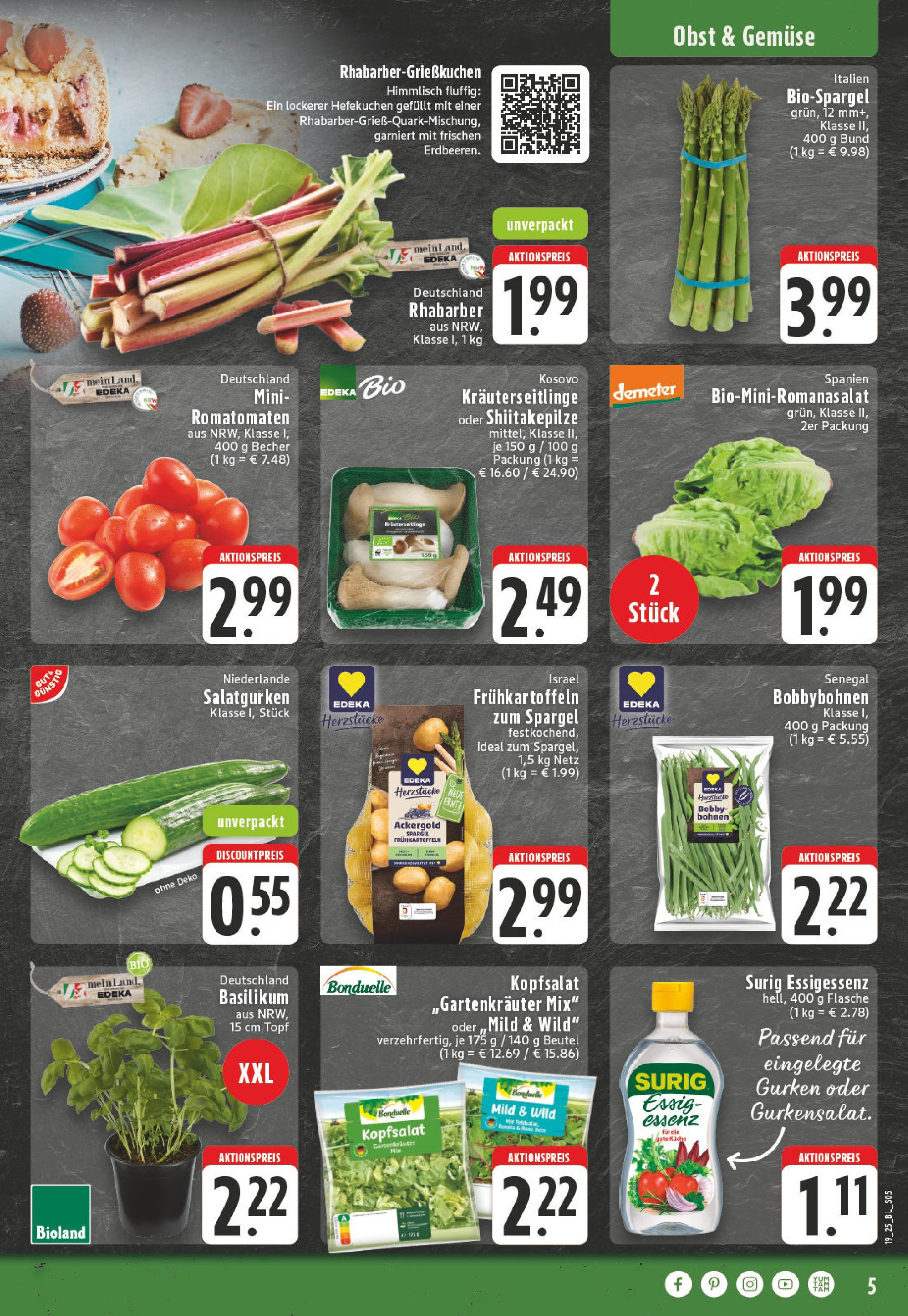 Edeka - EDEKA: Wochenangebote (ab 04.05.2025) » Angebote Online | Seite: 5 | Produkte: Essig, Spargel, Obst, Gurken Edeka - EDEKA: Wochenangebote (ab 04.05.2025) » Angebote Online | Seite: 5 | Produkte: Essig, Spargel, Obst, Gurken