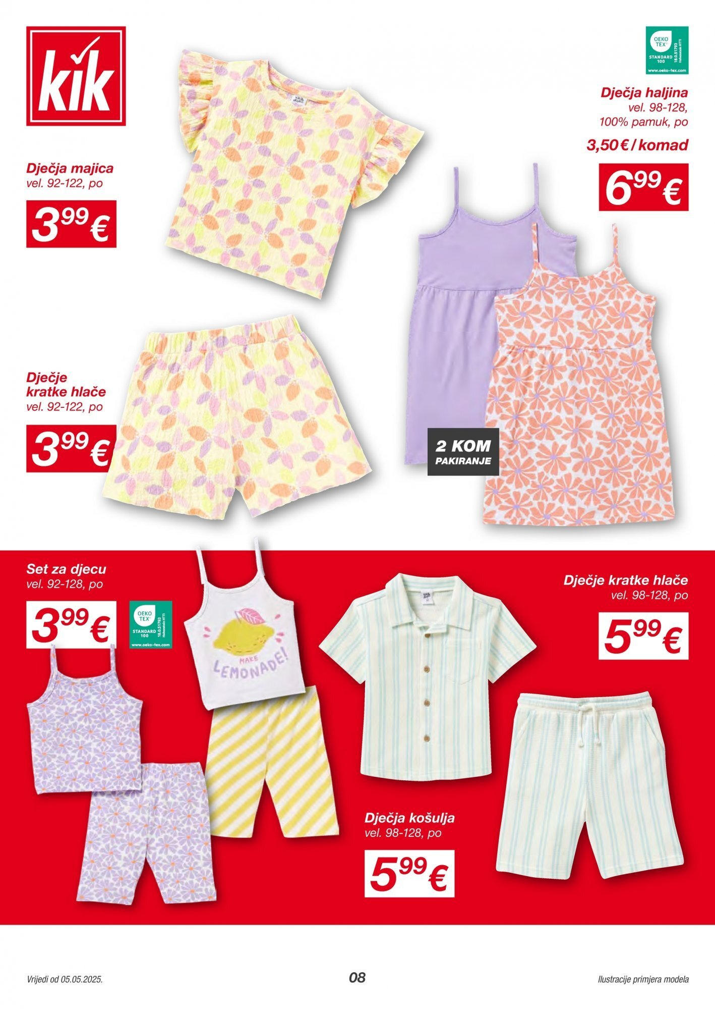 Kik - KiK katalog do 11.05.2025 novi od 04.05.2025 na listanje > letak digitalni | Stranica: 8 | Proizvodi: Košulja, Majica, Kratke hlače, Haljina