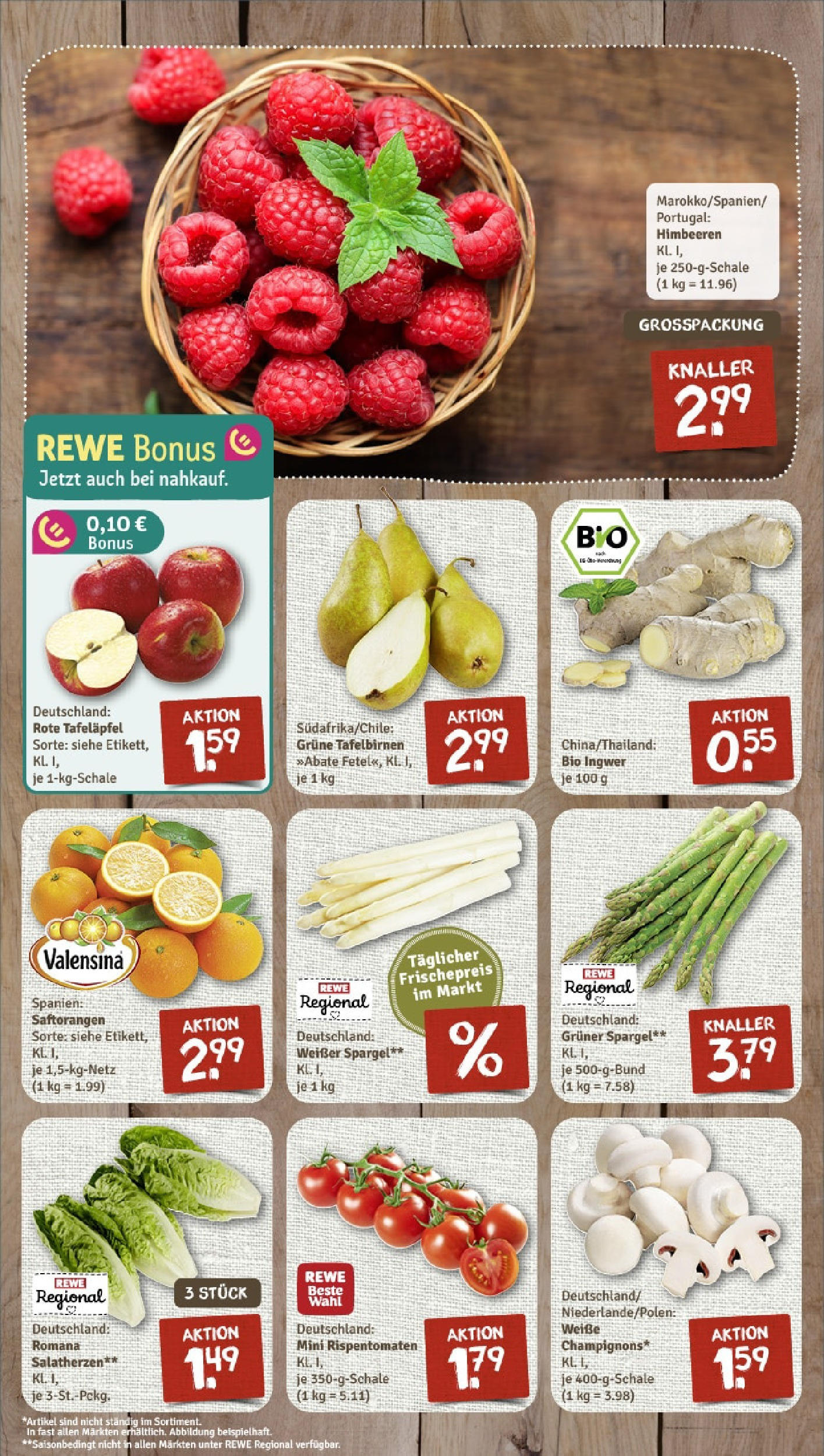 Rewe - Rewe: Wochenangebote (ab 04.05.2025) zum Blättern » Angebote | Seite: 4 | Produkte: Himbeeren, Spargel, Valensina