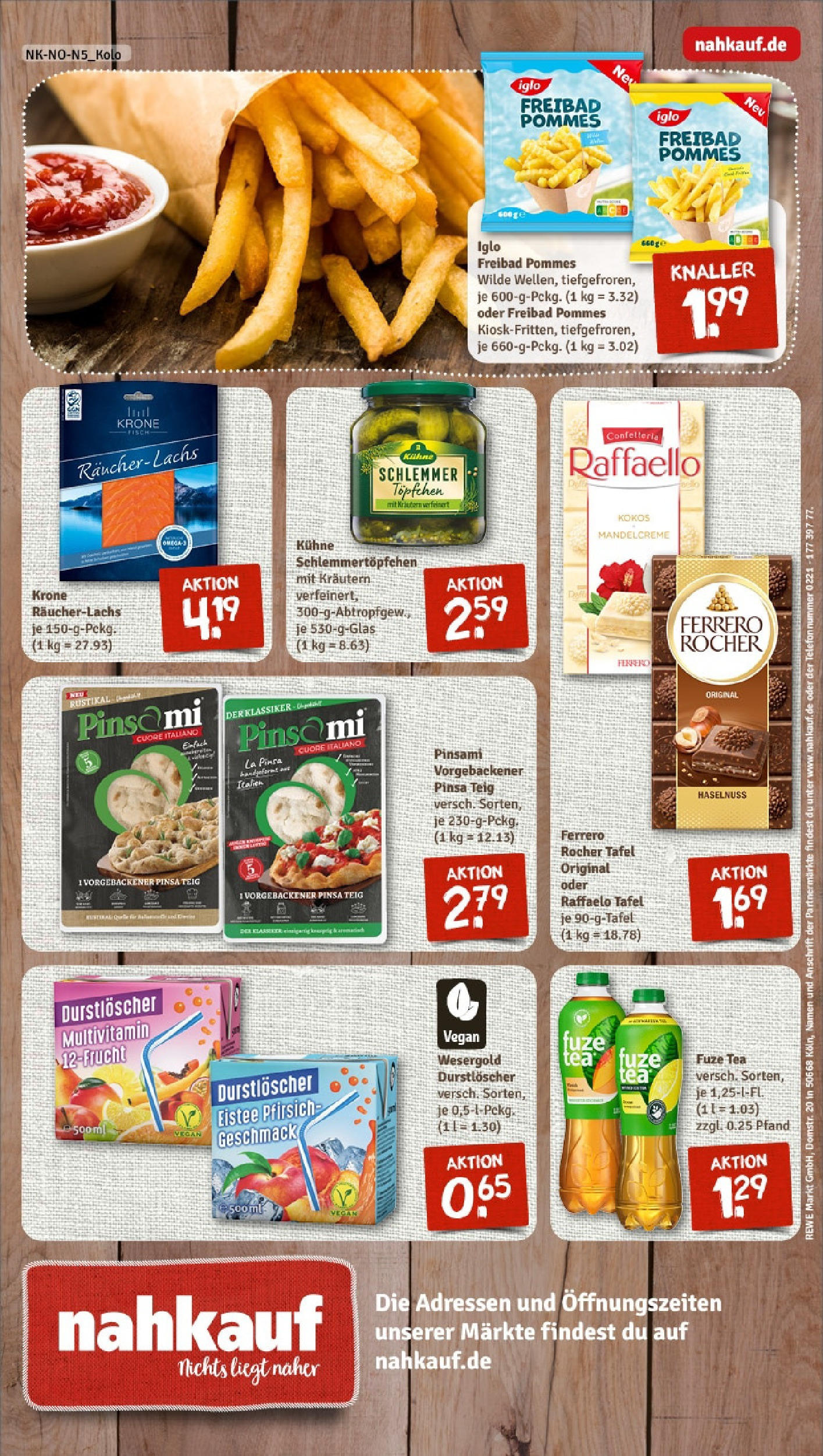 Rewe - Rewe: Wochenangebote (ab 04.05.2025) zum Blättern » Angebote | Seite: 12 | Produkte: Durstloscher, Pommes, Räucherlachs, Pfirsich
