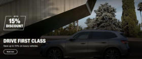 Save up to 15% on luxury vehicles