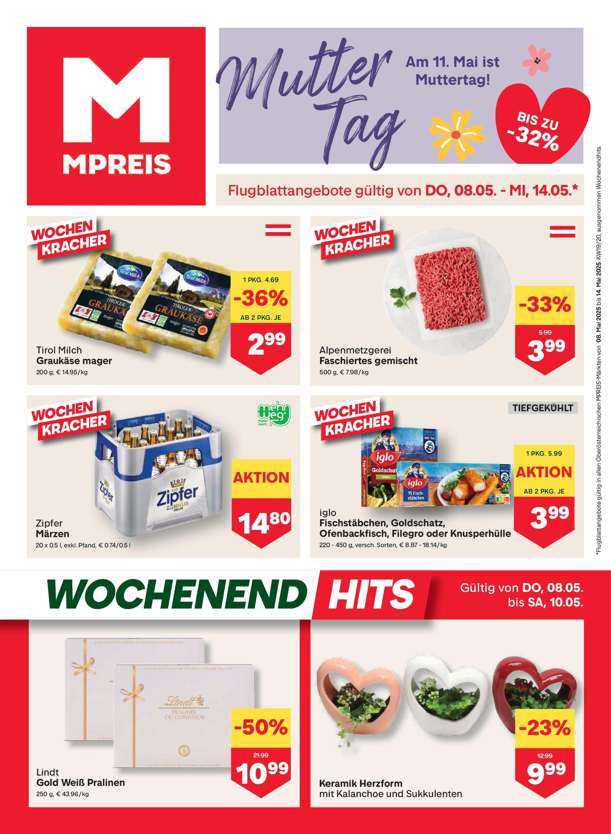 MPREIS Oberösterreich von 08.05.2025 - Aktuelle Angebote | Seite: 1 | Produkte: Milch, Fisch