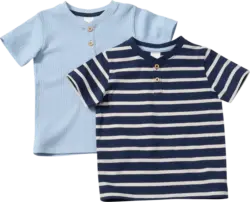ALANA T-Shirts mit Ripp-Struktur + Ringel-Muster, blau, Gr. 122