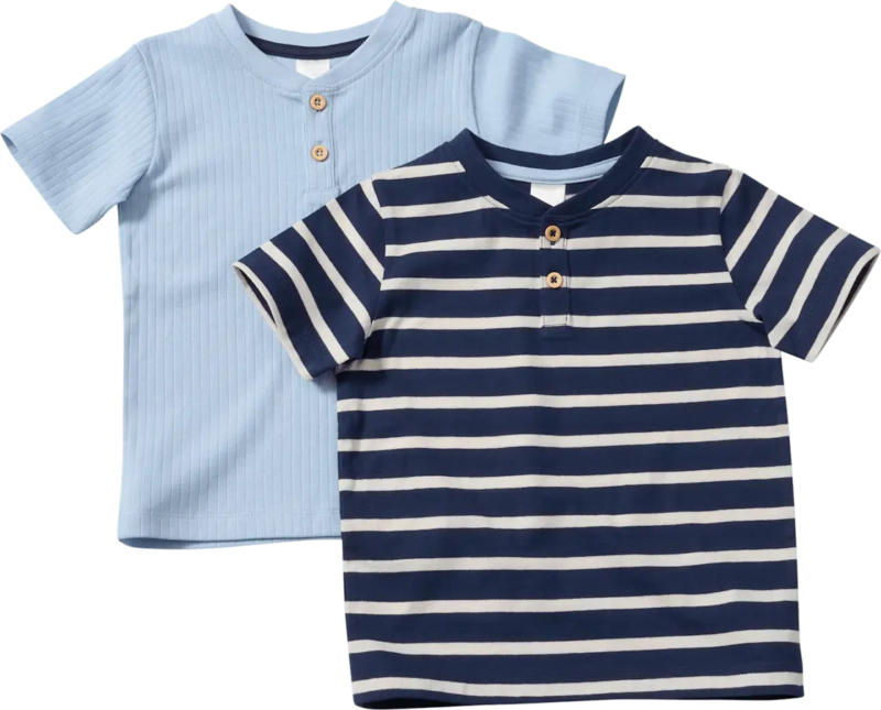 ALANA T-Shirts mit Ripp-Struktur + Ringel-Muster, blau, Gr. 104