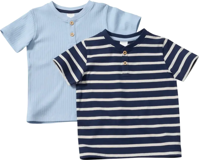 ALANA T-Shirts mit Ripp-Struktur + Ringel-Muster, blau, Gr. 122