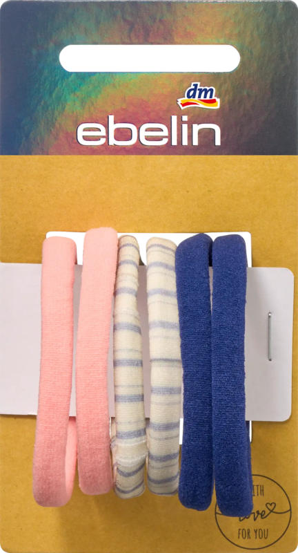 ebelin Haargummis recycelt, blau/gestreift/apricot