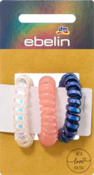 ebelin Spiralhaargummis holografisch, weiß/apricot/blau