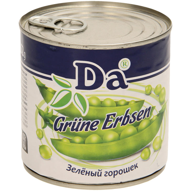 Grüne Erbsen, nicht größensortiert, mit Zuckerzusatz