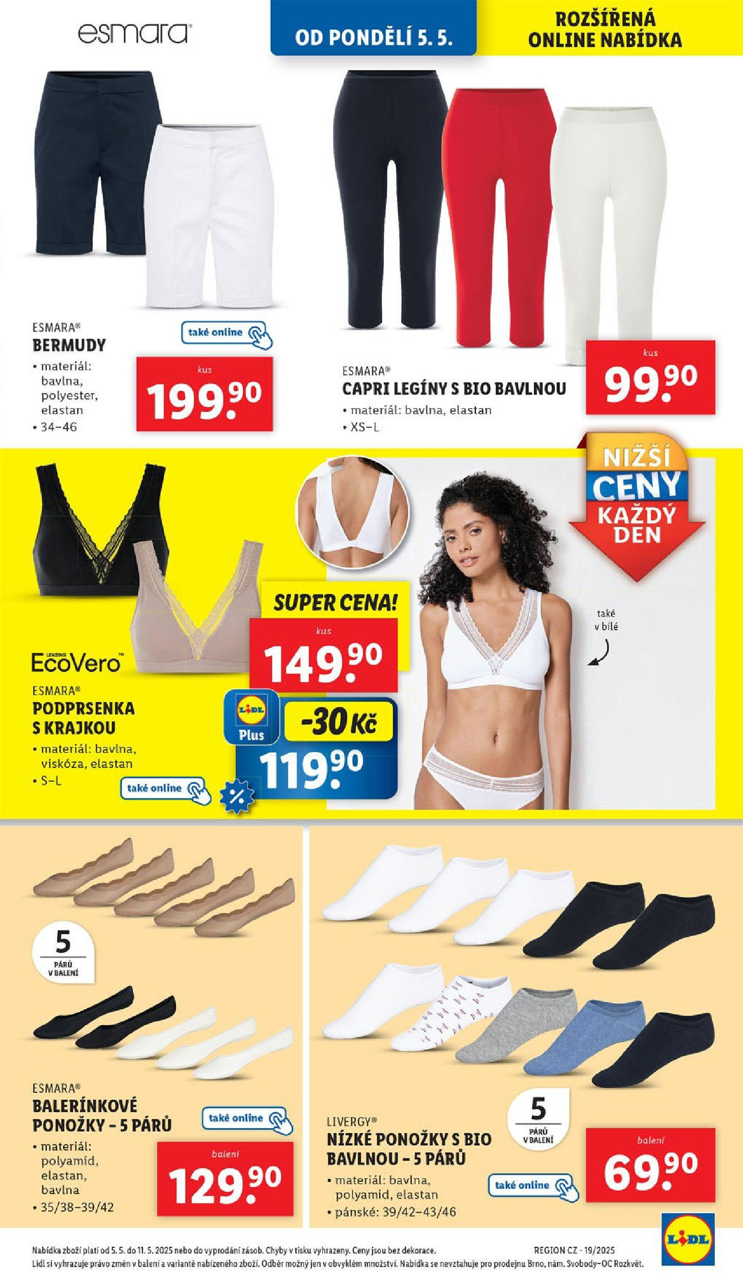 Lidl leták od 05.05.2025 - Nový akční leták | Strana: 9 | Produkty: Podprsenka, Ponožky, Legíny