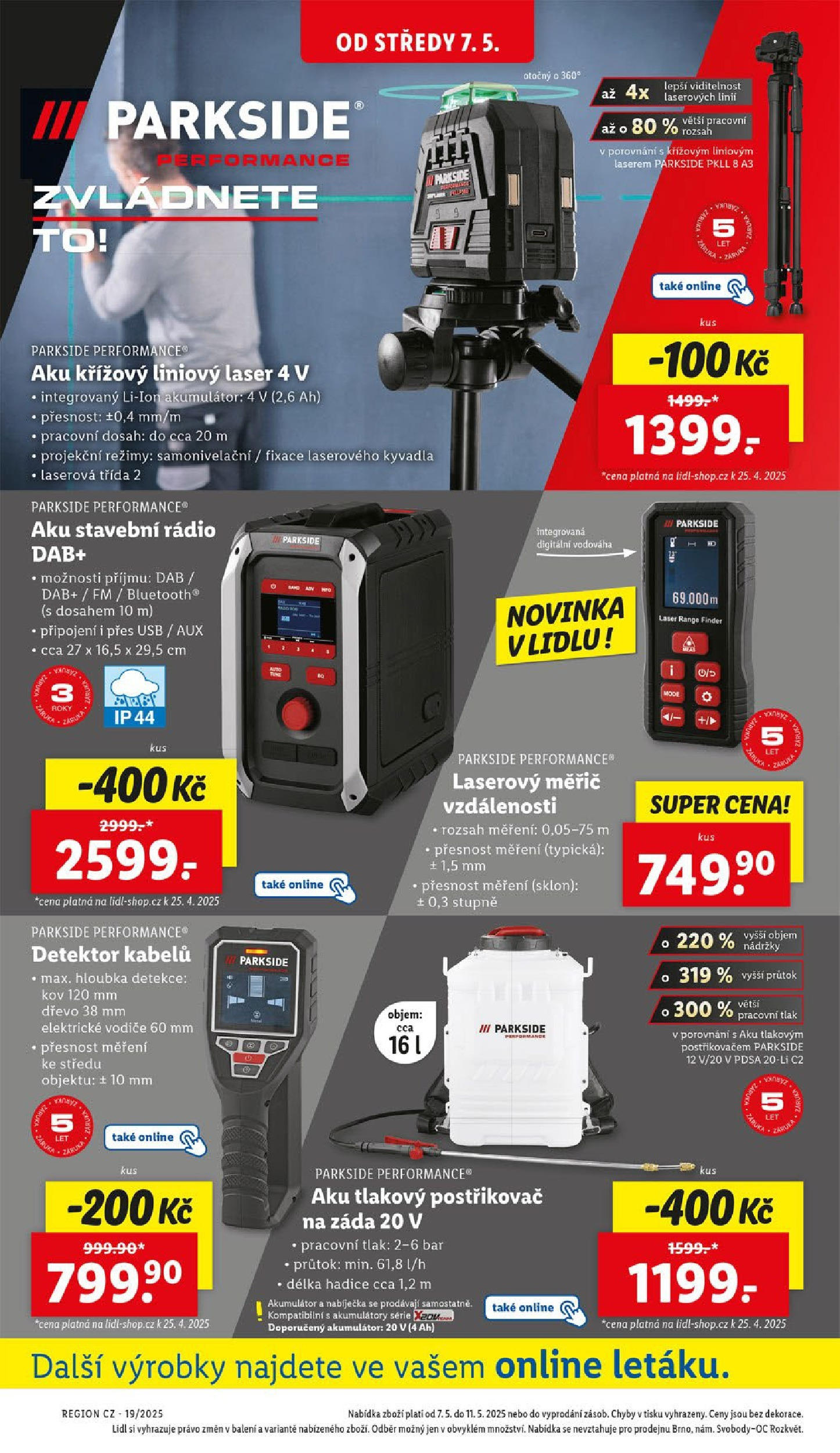 Lidl leták od 05.05.2025 - Nový akční leták | Strana: 16 | Produkty: Parkside, Stavební rádio, Hadice, Laserový měřič