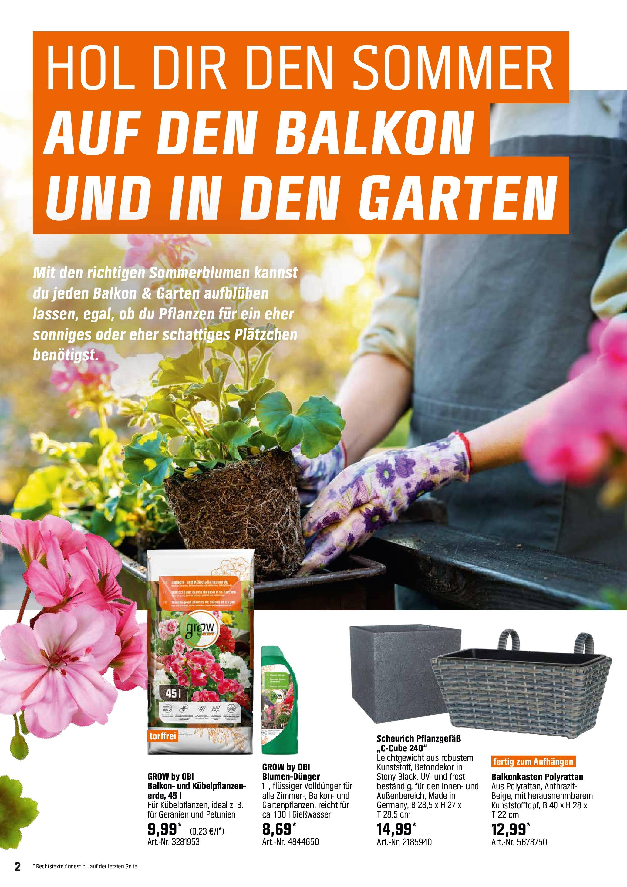 Obi - Bring Farbe in den Garten! (ab 05.05.2025) zum Blättern | Seite: 2 | Produkte: Box, Geranien