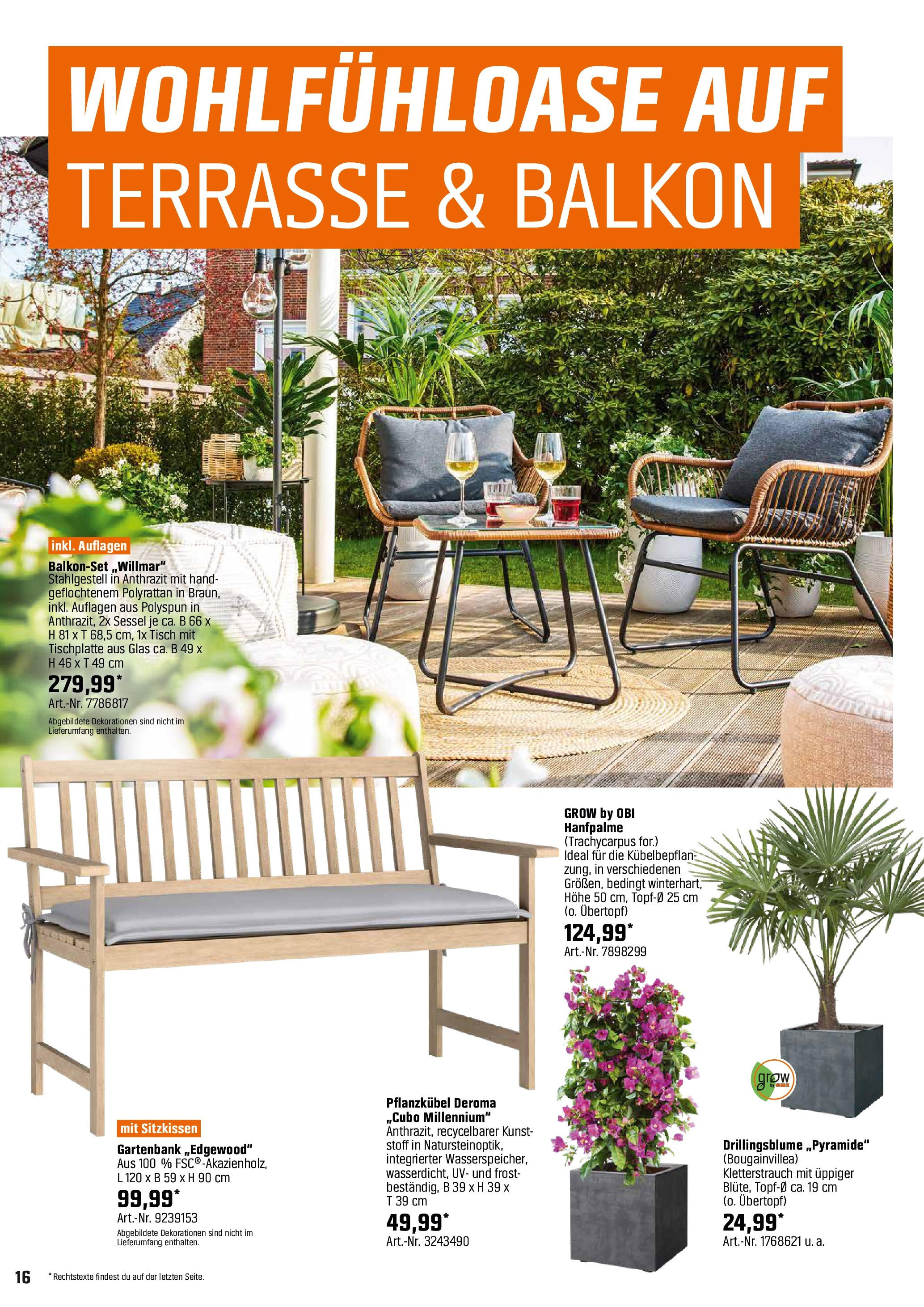 Obi - Bring Farbe in den Garten! (ab 05.05.2025) zum Blättern | Seite: 16 | Produkte: Sessel, Tisch