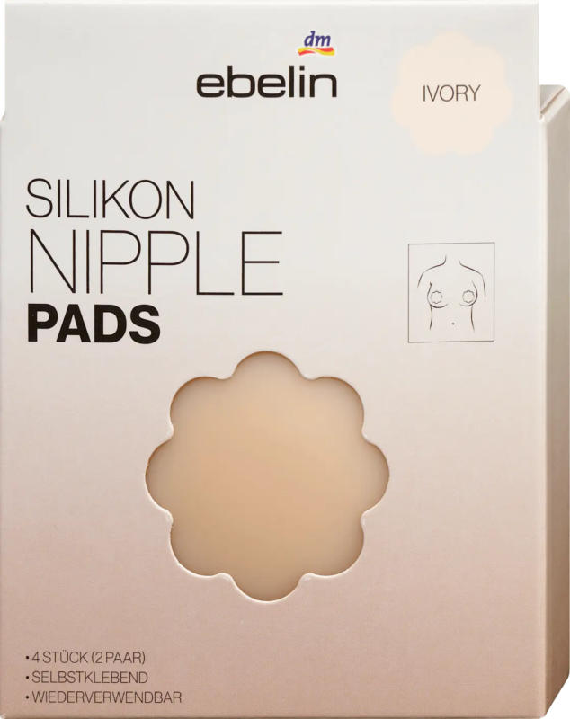 ebelin Silikon Nipple Pads Sheer Elegance ivory (2 Paar)