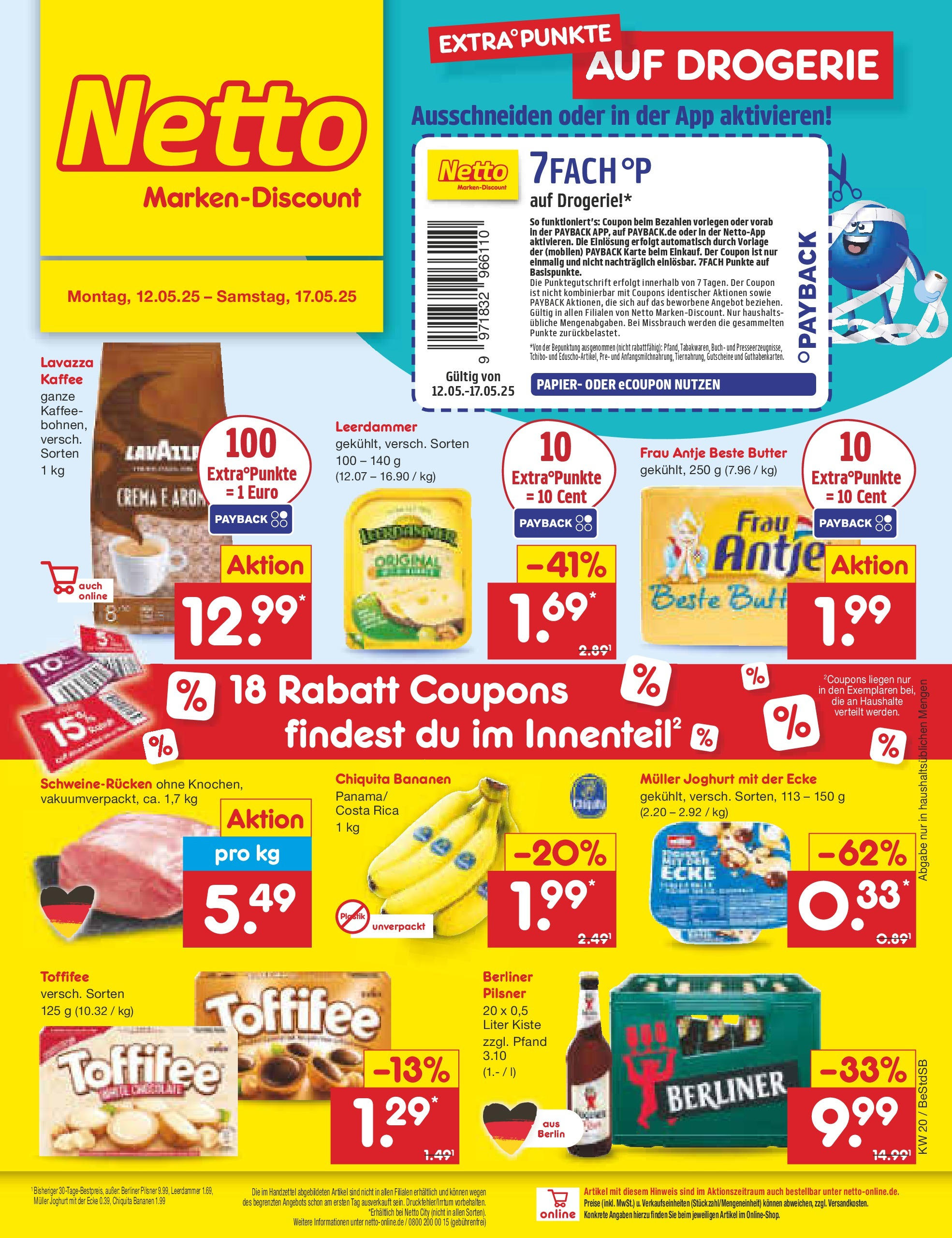 Netto Marken-Discount - Netto: Wochenangebote (ab 12.05.2025) » Angebote | Seite: 1 | Produkte: Lavazza, Bananen, Toffifee, Schweinerucken Netto Marken-Discount - Netto: Wochenangebote (ab 12.05.2025) » Angebote | Seite: 1 | Produkte: Lavazza, Bananen, Toffifee, Schweinerucken