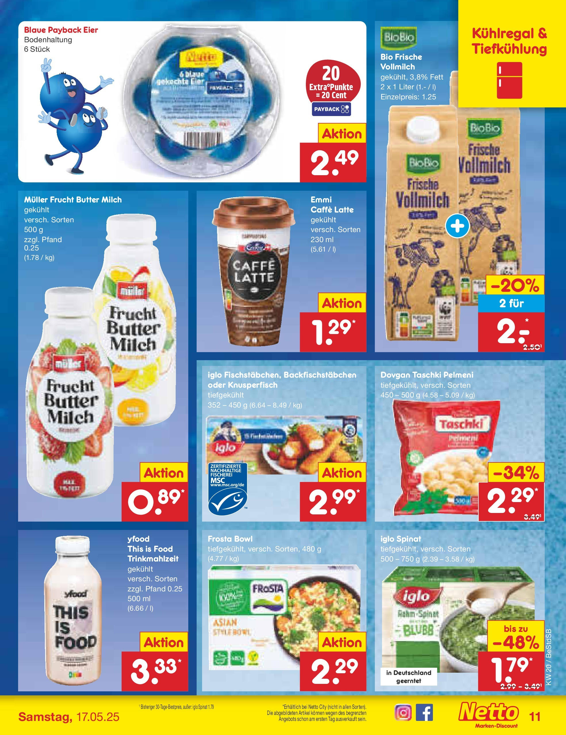 Netto Marken-Discount - Netto: Wochenangebote (ab 12.05.2025) » Angebote | Seite: 15 | Produkte: Milch, Iglo, Frosta, YFood Netto Marken-Discount - Netto: Wochenangebote (ab 12.05.2025) » Angebote | Seite: 15 | Produkte: Milch, Iglo, Frosta, YFood
