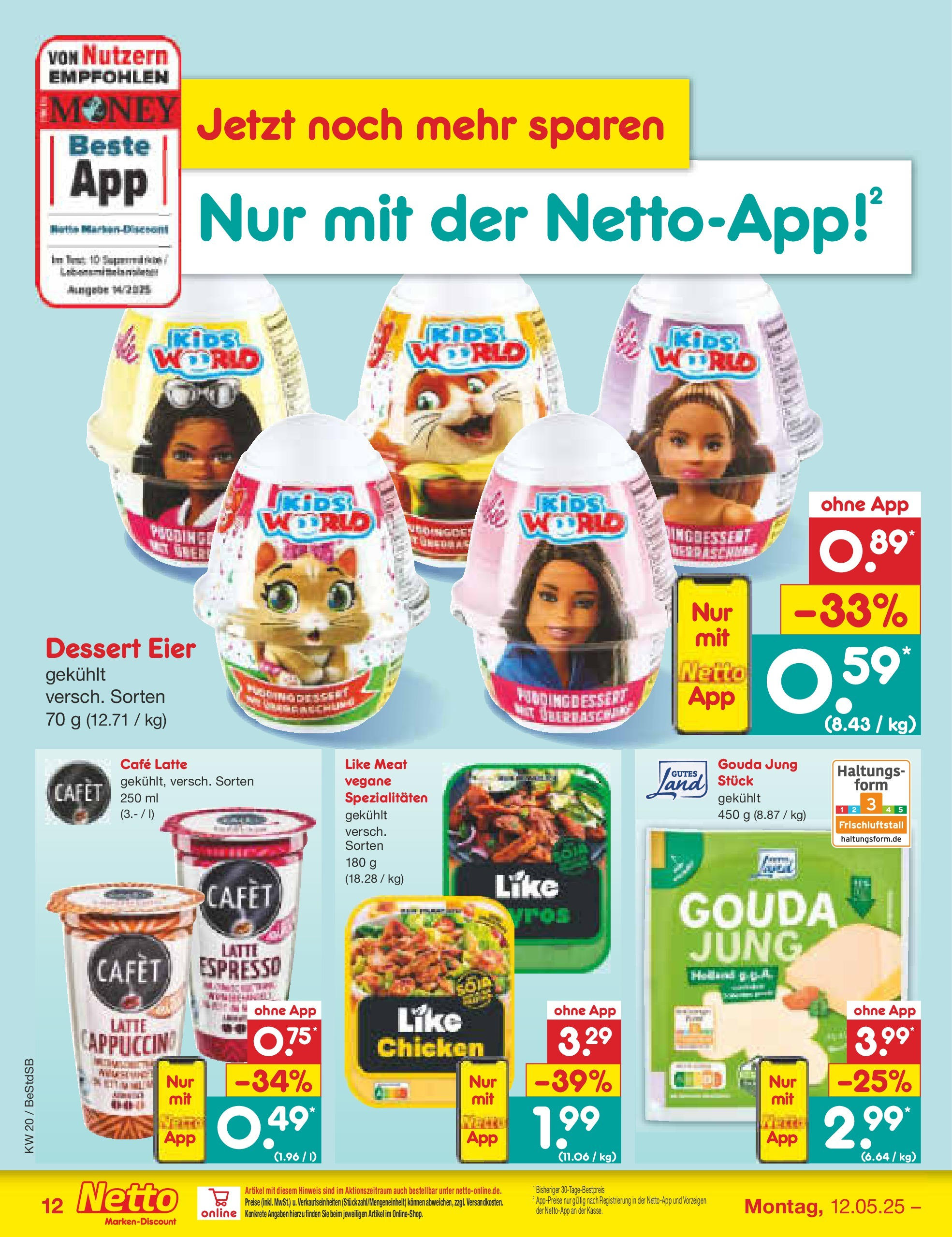 Netto Marken-Discount - Netto: Wochenangebote (ab 12.05.2025) » Angebote | Seite: 16 | Produkte: Eier, Gouda, Like meat Netto Marken-Discount - Netto: Wochenangebote (ab 12.05.2025) » Angebote | Seite: 16 | Produkte: Eier, Gouda, Like meat