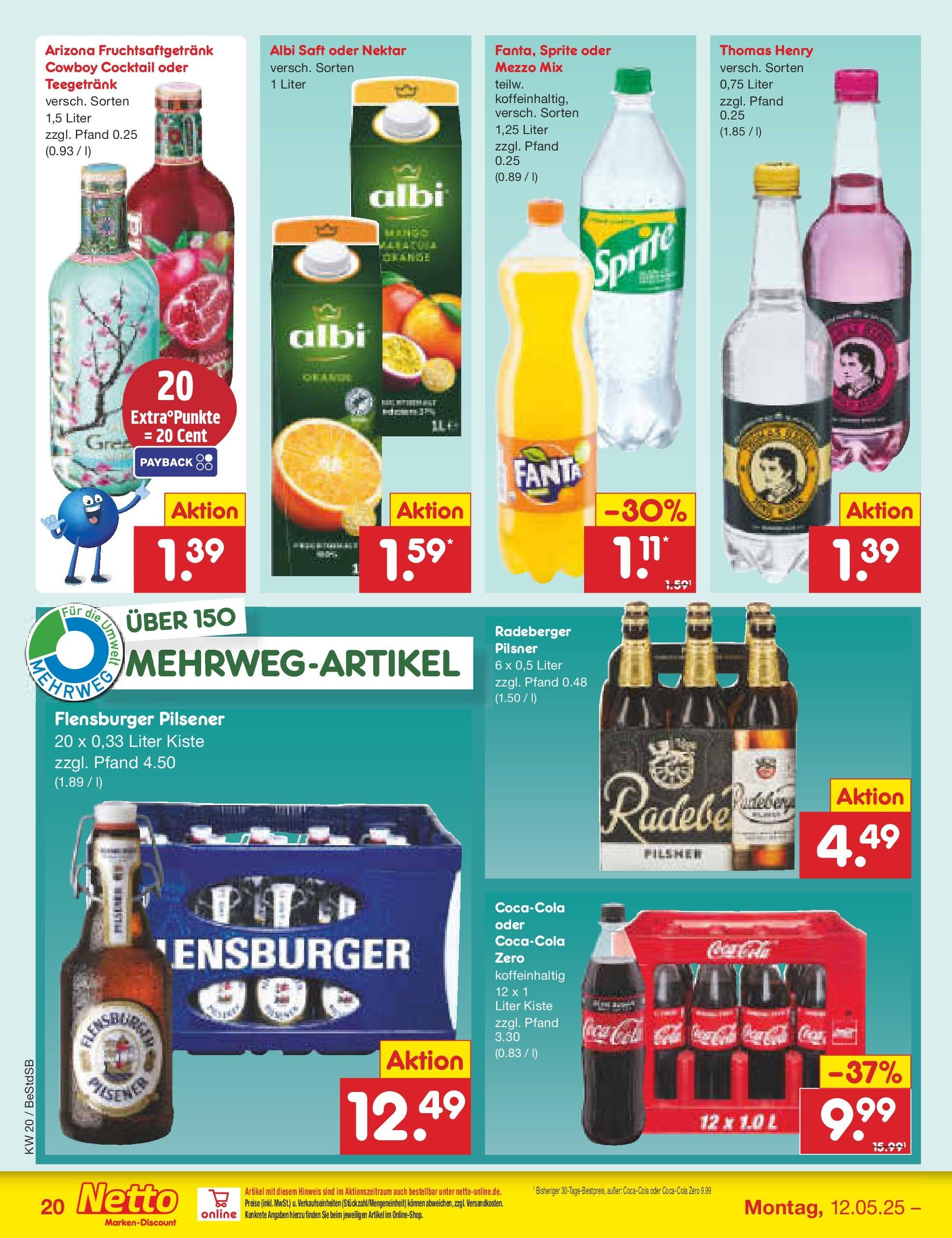 Netto Marken-Discount - Netto: Wochenangebote (ab 12.05.2025) » Angebote | Seite: 30 | Produkte: Fanta, Flensburger, Saft, Radeberger pilsner Netto Marken-Discount - Netto: Wochenangebote (ab 12.05.2025) » Angebote | Seite: 30 | Produkte: Fanta, Flensburger, Saft, Radeberger pilsner