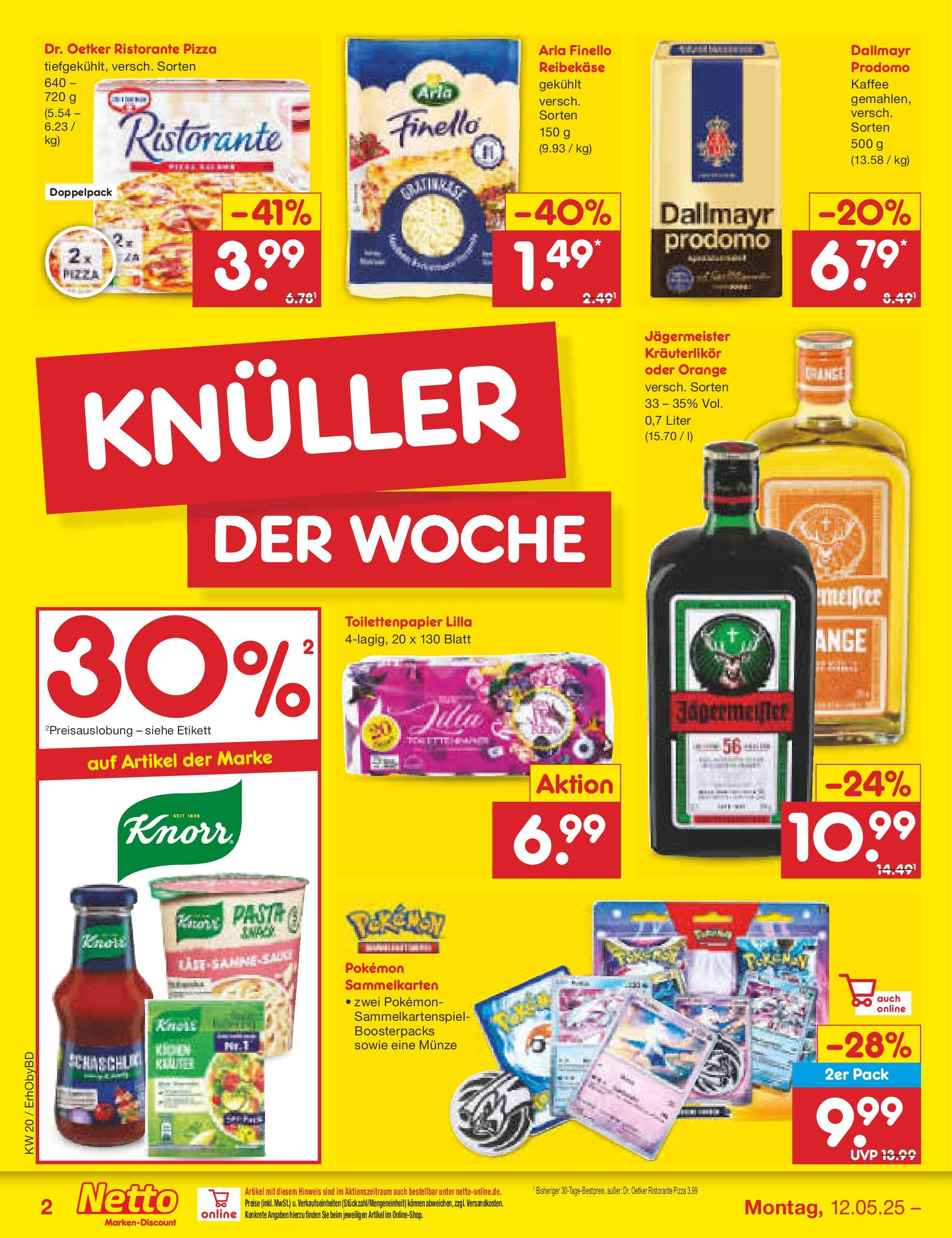 Netto Marken-Discount - Prospekt (ab 12.05.2025) » Angebote | Seite: 2 | Produkte: Knorr, Dallmayr, Jägermeister, Dallmayr prodomo Netto Marken-Discount - Prospekt (ab 12.05.2025) » Angebote | Seite: 2 | Produkte: Knorr, Dallmayr, Jägermeister, Dallmayr prodomo