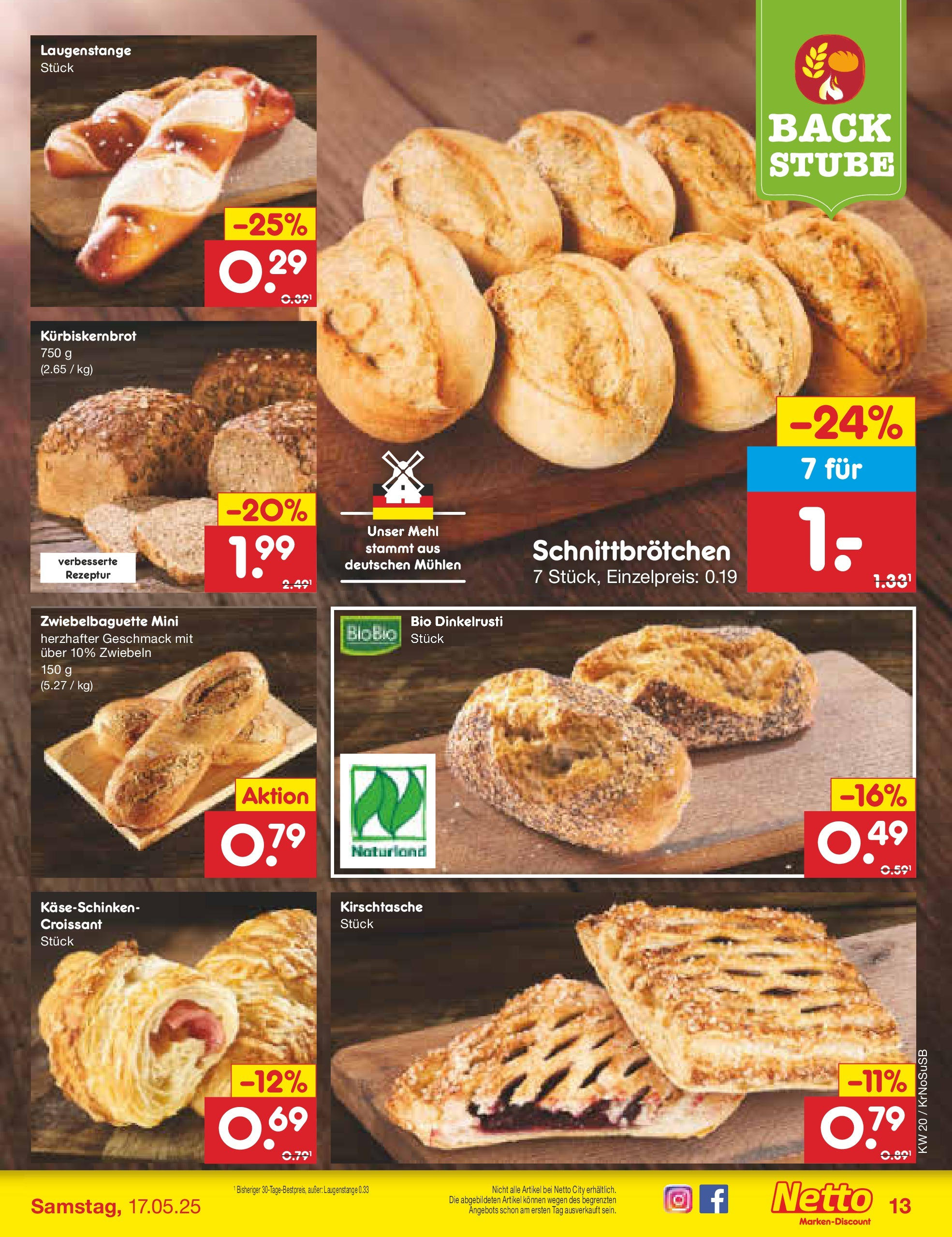 Netto Marken-Discount - Netto: Wochenangebote (ab 12.05.2025) » Angebote | Seite: 17 | Produkte: Mehl, Baguette, Croissant, Zwiebeln Netto Marken-Discount - Netto: Wochenangebote (ab 12.05.2025) » Angebote | Seite: 17 | Produkte: Mehl, Baguette, Croissant, Zwiebeln
