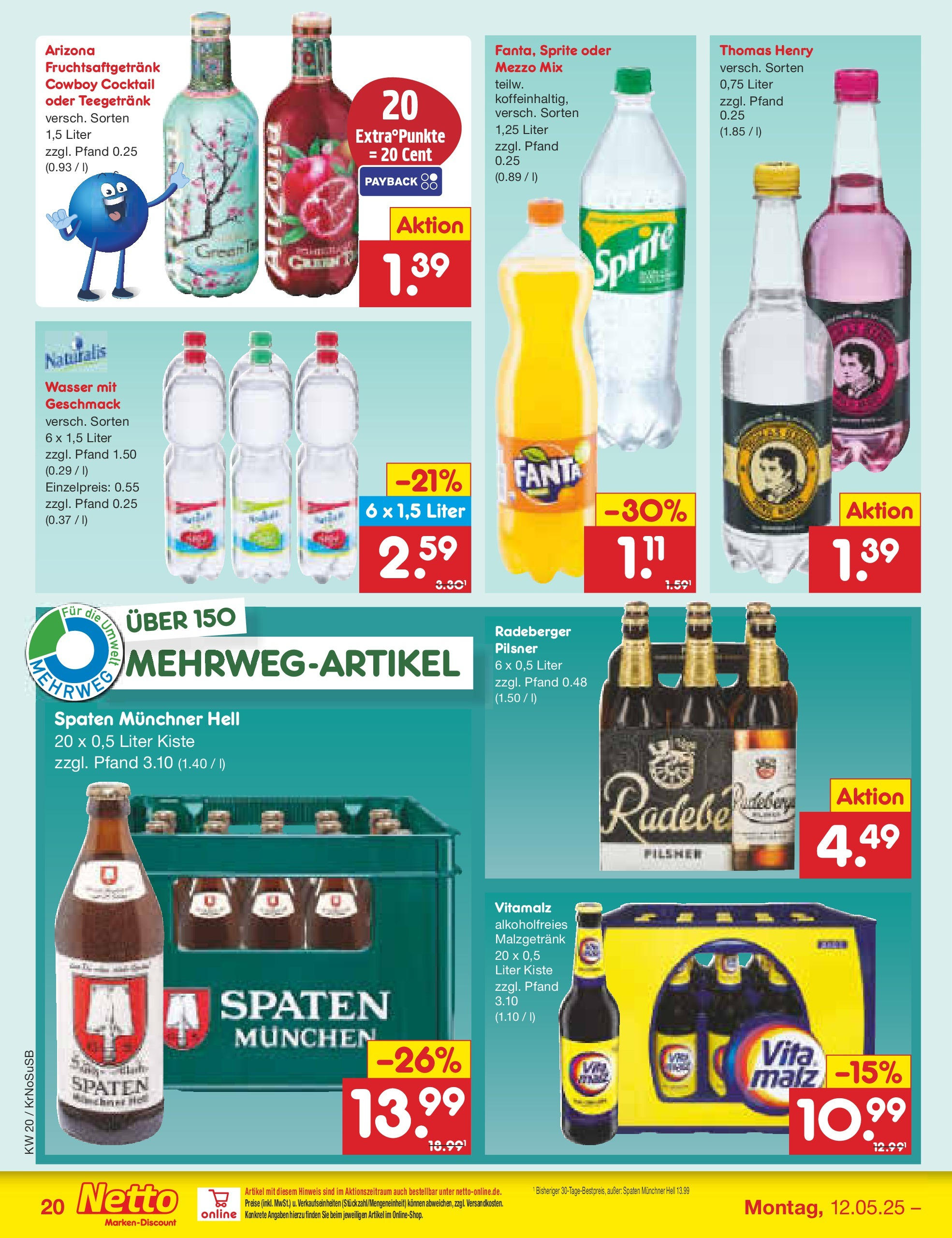 Netto Marken-Discount - Netto: Wochenangebote (ab 12.05.2025) » Angebote | Seite: 30 | Produkte: Fanta, Sprite, Wasser, Oder mezzo mix Netto Marken-Discount - Netto: Wochenangebote (ab 12.05.2025) » Angebote | Seite: 30 | Produkte: Fanta, Sprite, Wasser, Oder mezzo mix