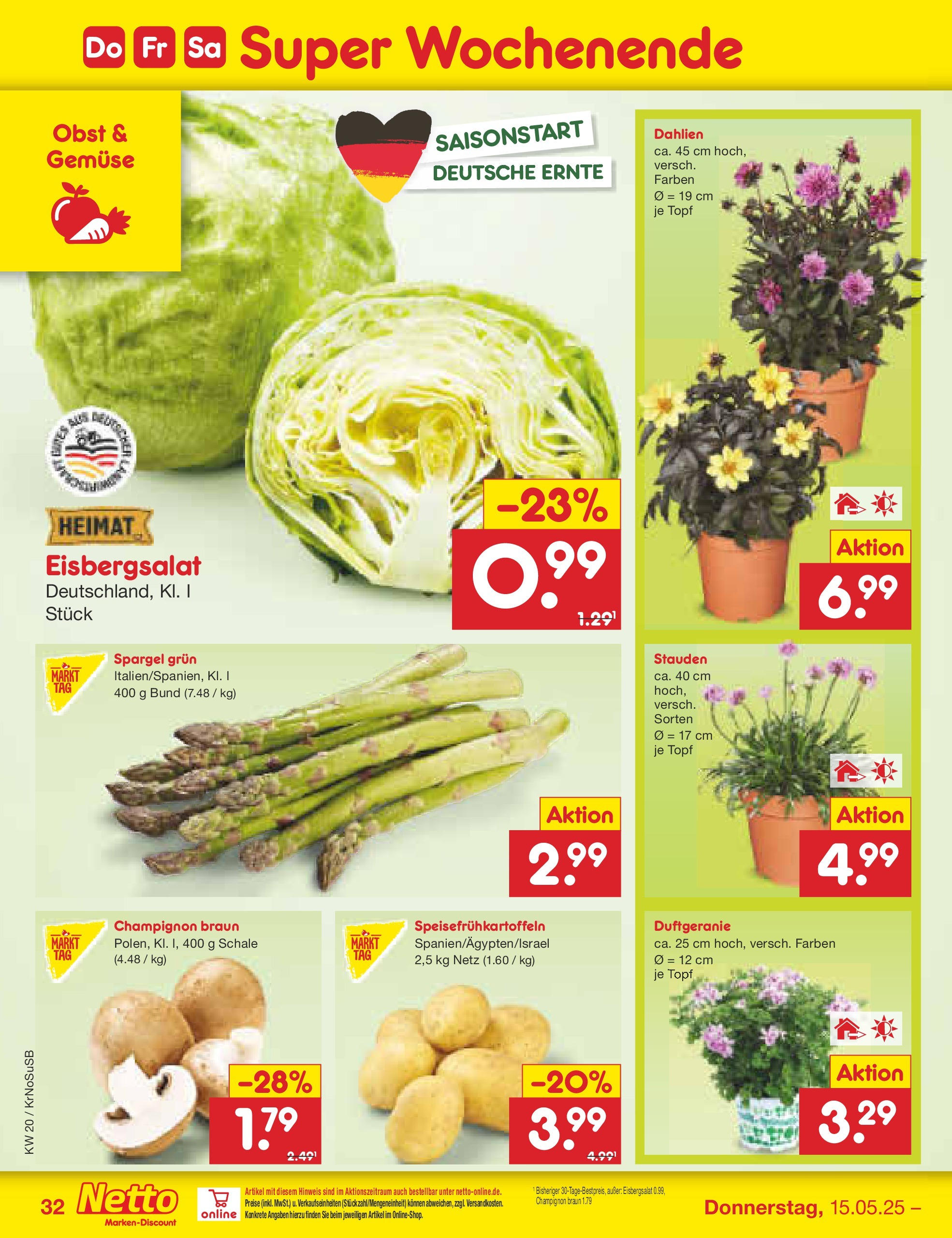 Netto Marken-Discount - Netto: Wochenangebote (ab 12.05.2025) » Angebote | Seite: 54 | Produkte: Eisbergsalat, Spargel, Gemüse, Obst Netto Marken-Discount - Netto: Wochenangebote (ab 12.05.2025) » Angebote | Seite: 54 | Produkte: Eisbergsalat, Spargel, Gemüse, Obst