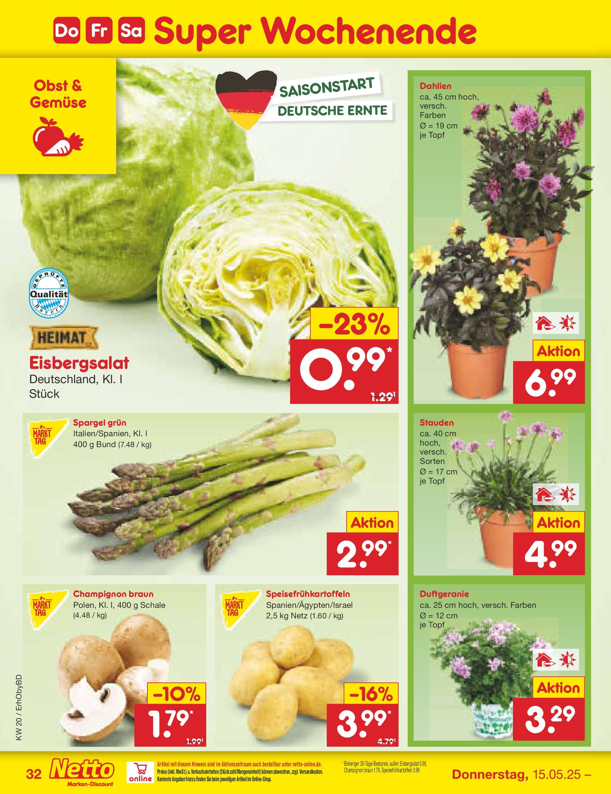 Netto Marken-Discount - Prospekt (ab 12.05.2025) » Angebote | Seite: 54 | Produkte: Eisbergsalat, Spargel, Gemüse, Obst Netto Marken-Discount - Prospekt (ab 12.05.2025) » Angebote | Seite: 54 | Produkte: Eisbergsalat, Spargel, Gemüse, Obst
