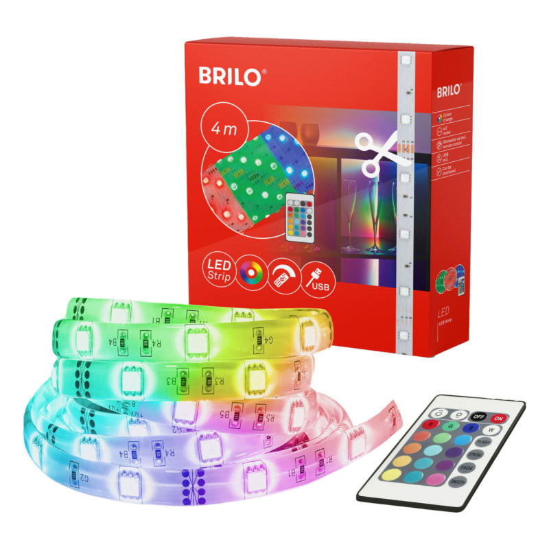 Briloner USB RGB-LED Flexband 4m Indoor