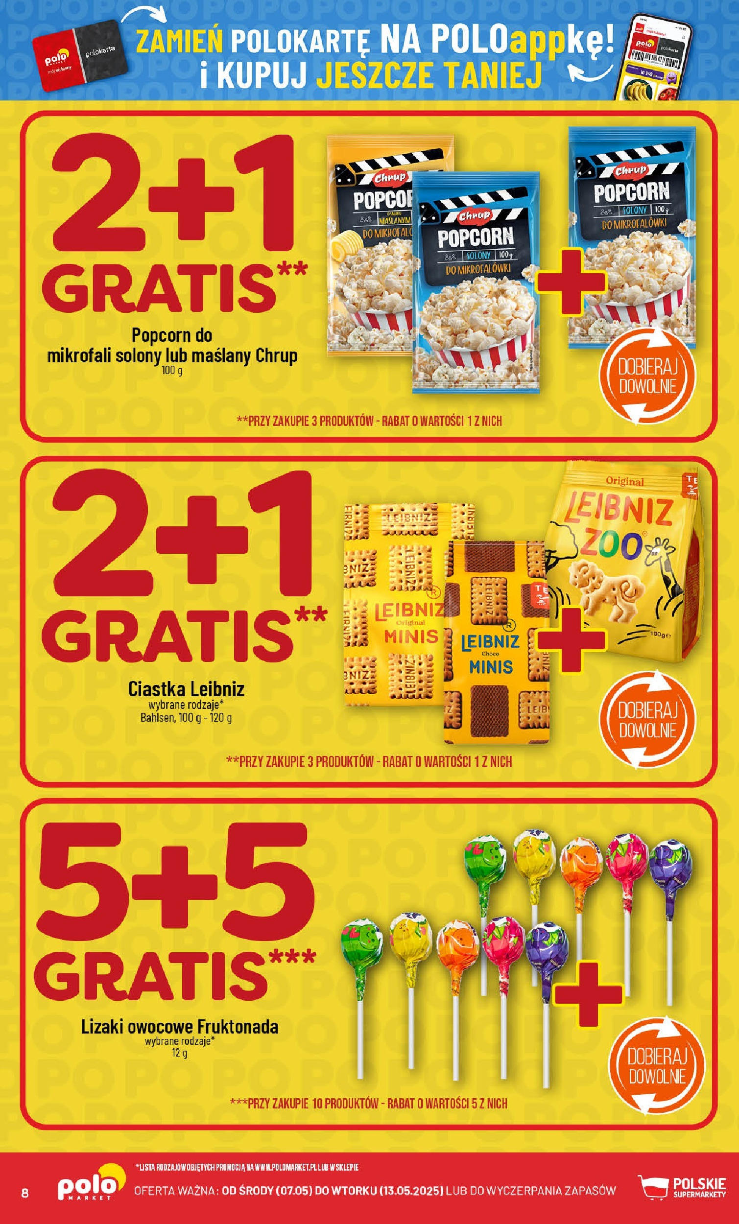 POLOmarket gazetka od jutra (07.05.2025) | Nowa PDF | Strona: 8 | Produkty: Lizaki, Popcorn, Ciastka POLOmarket gazetka od jutra (07.05.2025) - Nowa PDF | Strona: 8 | Produkty: Lizaki, Popcorn, Ciastka