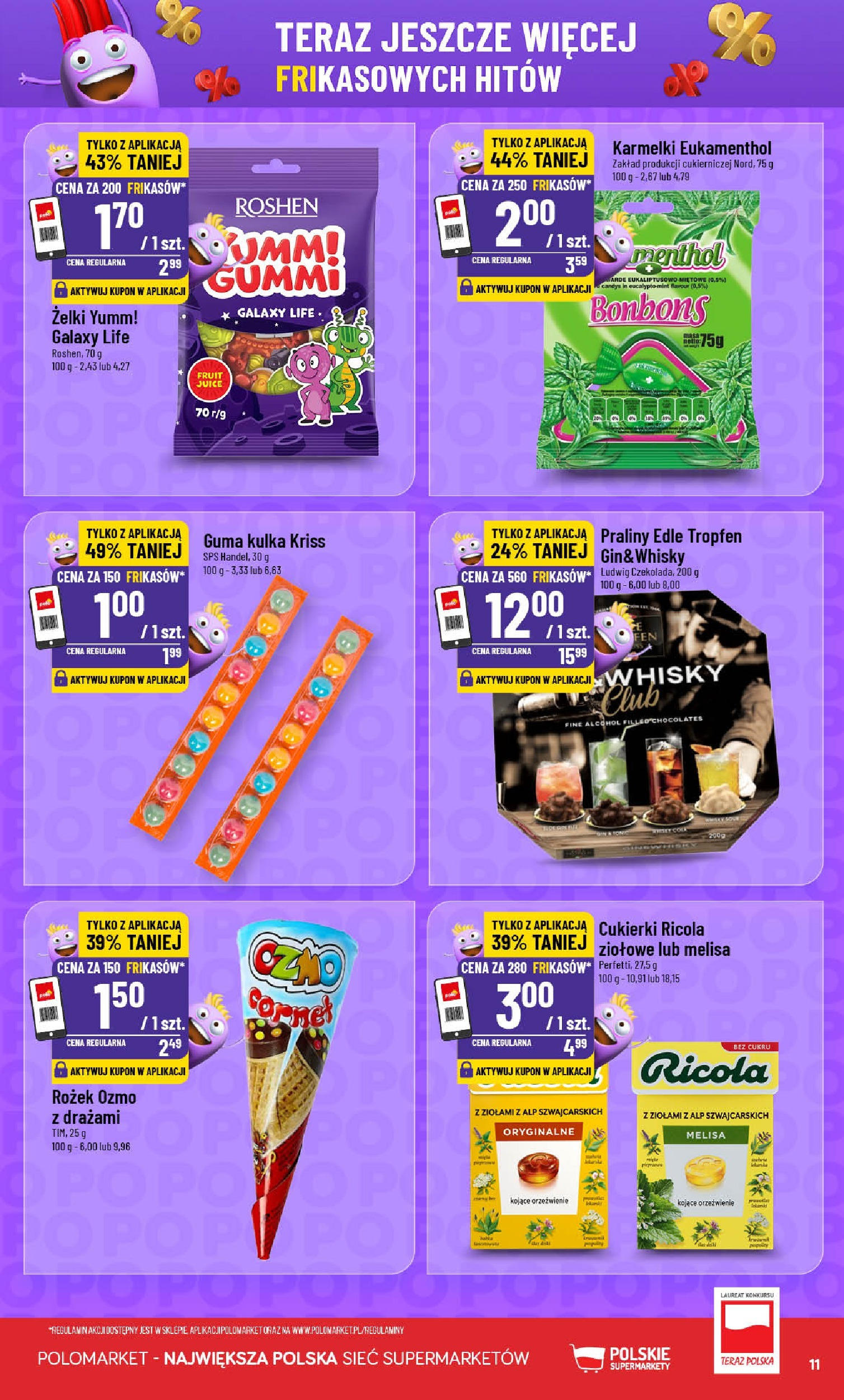 POLOmarket gazetka od jutra (07.05.2025) - Nowa PDF | Strona: 11 | Produkty: Praliny, Żelki, Gin, Whisky