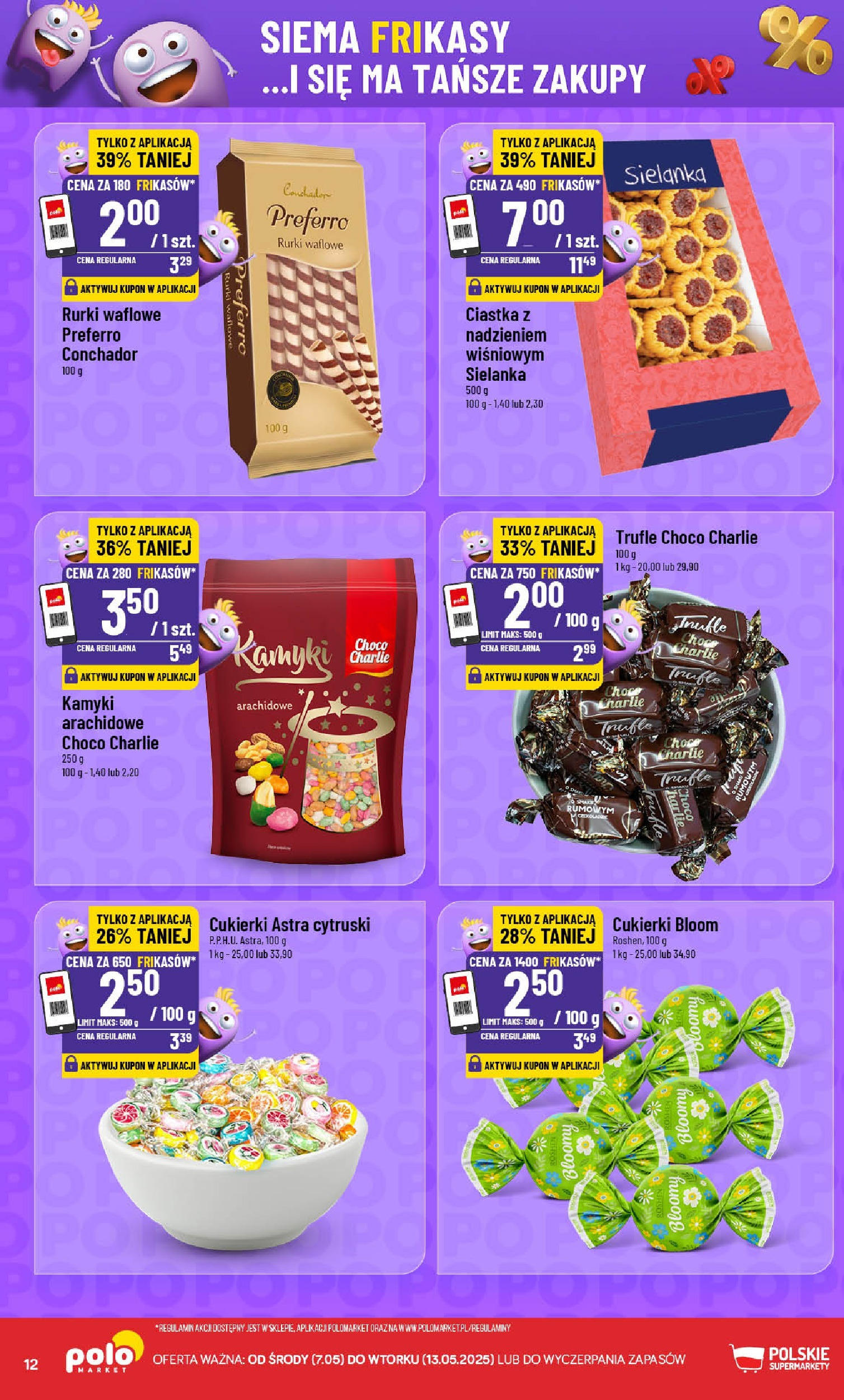 POLOmarket gazetka od jutra (07.05.2025) - Nowa PDF | Strona: 12 | Produkty: Cukierki, Ciastka, Rurki waflowe