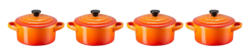 LE CREUSET Mini-Cocotte 4er-Set 10cm Ofenrot